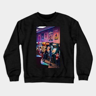 80s kids in game shop Crewneck Sweatshirt